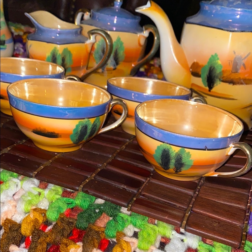 BX46 Vintage 23pc Unique TT Takito Japan Colorful Tea Set Hand painted - Picture 7 of 13